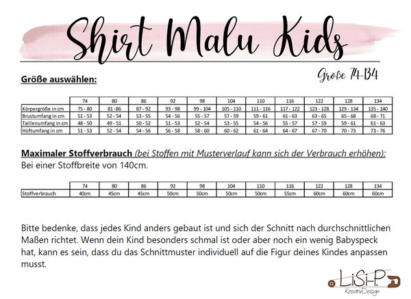 E-Book Shirt "Malu Kids" 74-134 [Digital]