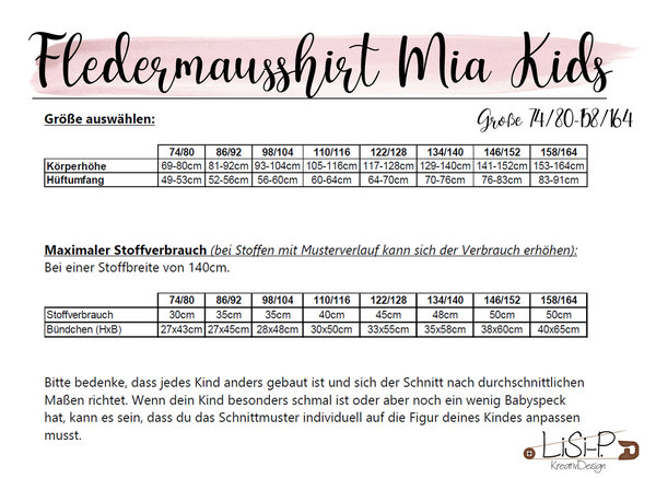 Kombi E-Books Fledermausshirt „Mia Ladys“ & "Mia Kids" [Digital]