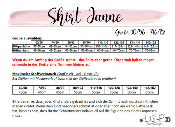 E-Book Shirt "Janne" Größe 62/68-146/152 [Digital]